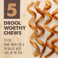 Mighty Paw Naturals Curly Bully Sticks, aliento fresco gracias a la masticación.