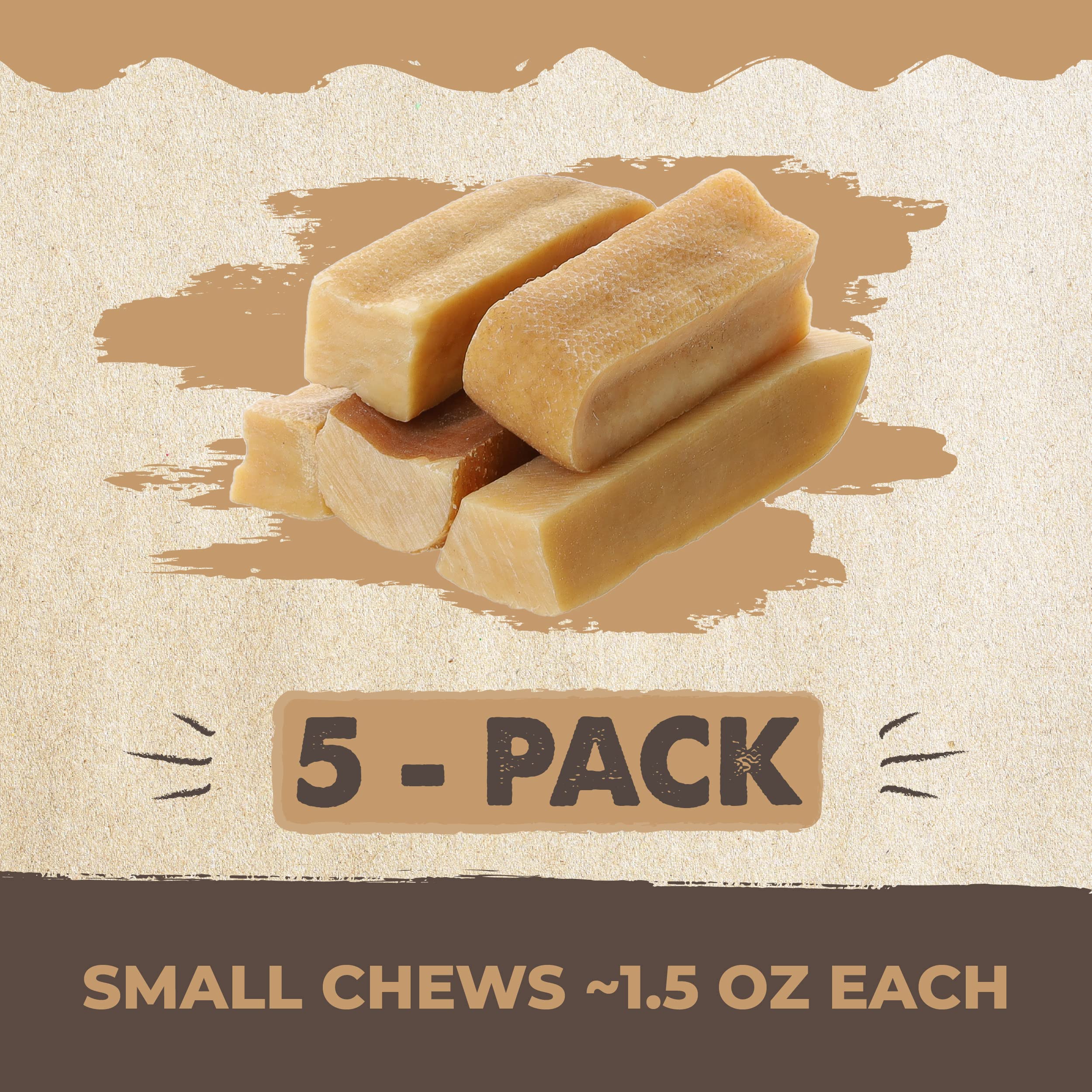 Mighty Paw Yak Cheese Sticks: envase compacto de cinco piezas para viaje.
