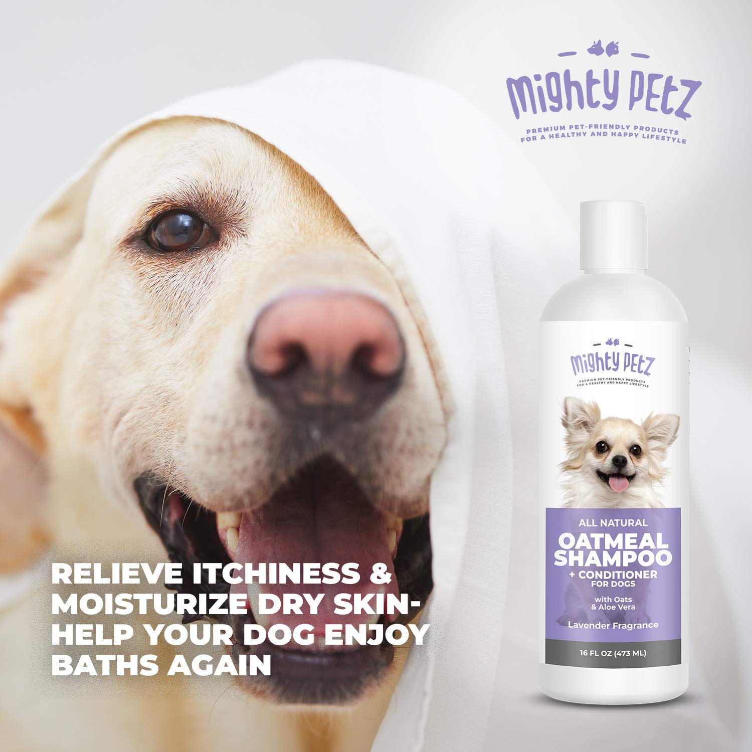 Mighty Petz Champú Avena Sin Colorantes Artificiales fórmula suave para la piel