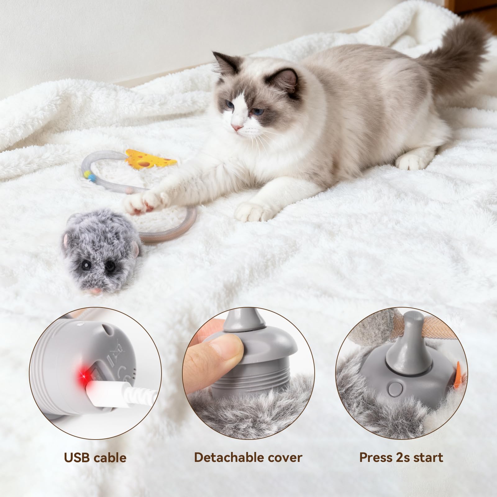 Migipaws MigiMouse inserto catnip recambiable, tentación natural para gatos.