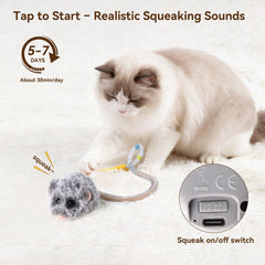 Migipaws MigiMouse maullido realista, atracción sonora para perseguir.