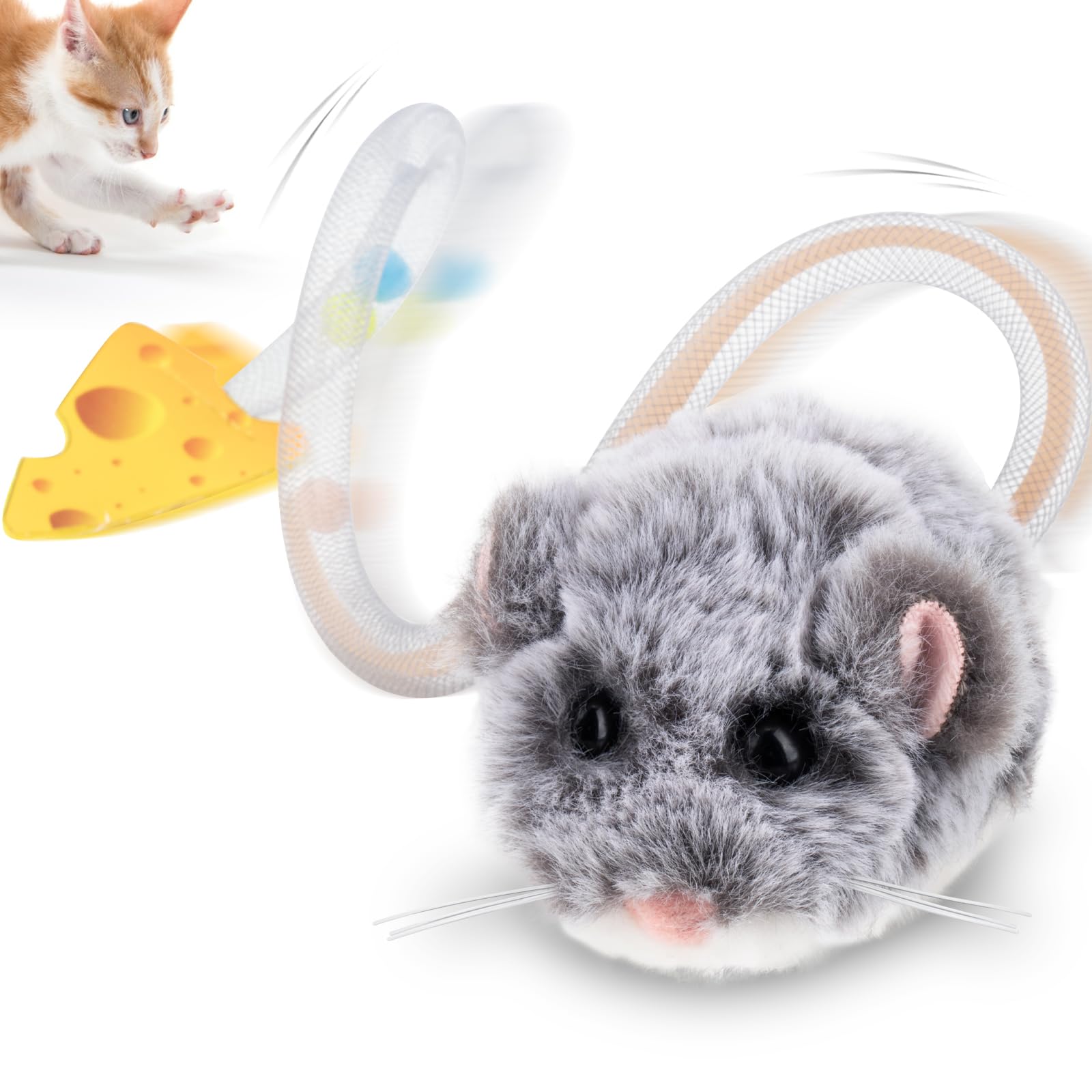 Migipaws MigiMouse rodante 360, juego continuo para gatos, estimula la caza y el ejercicio.