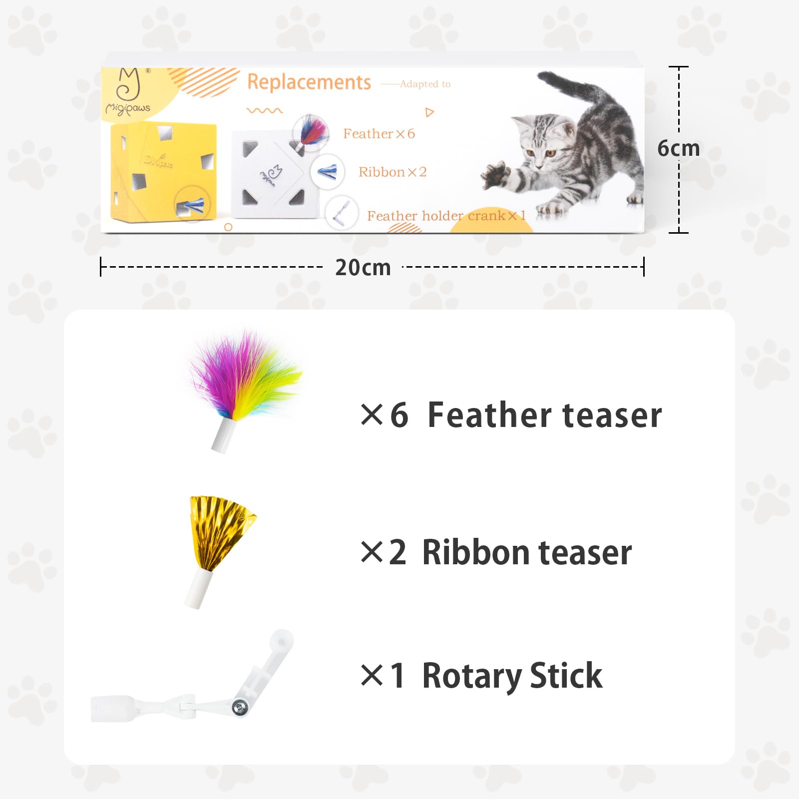 Migipaws reemplazo fácil de plumas, instalación rápida y segura para el juego diario.