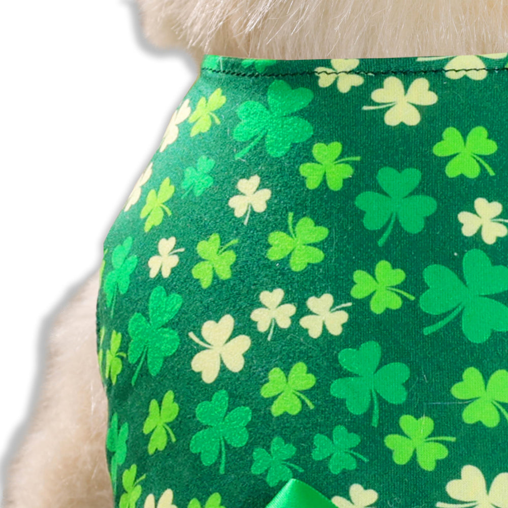 Vestido Miiemiu San Patricio, diseño de trébol verde, encanto suave para piel sensible.