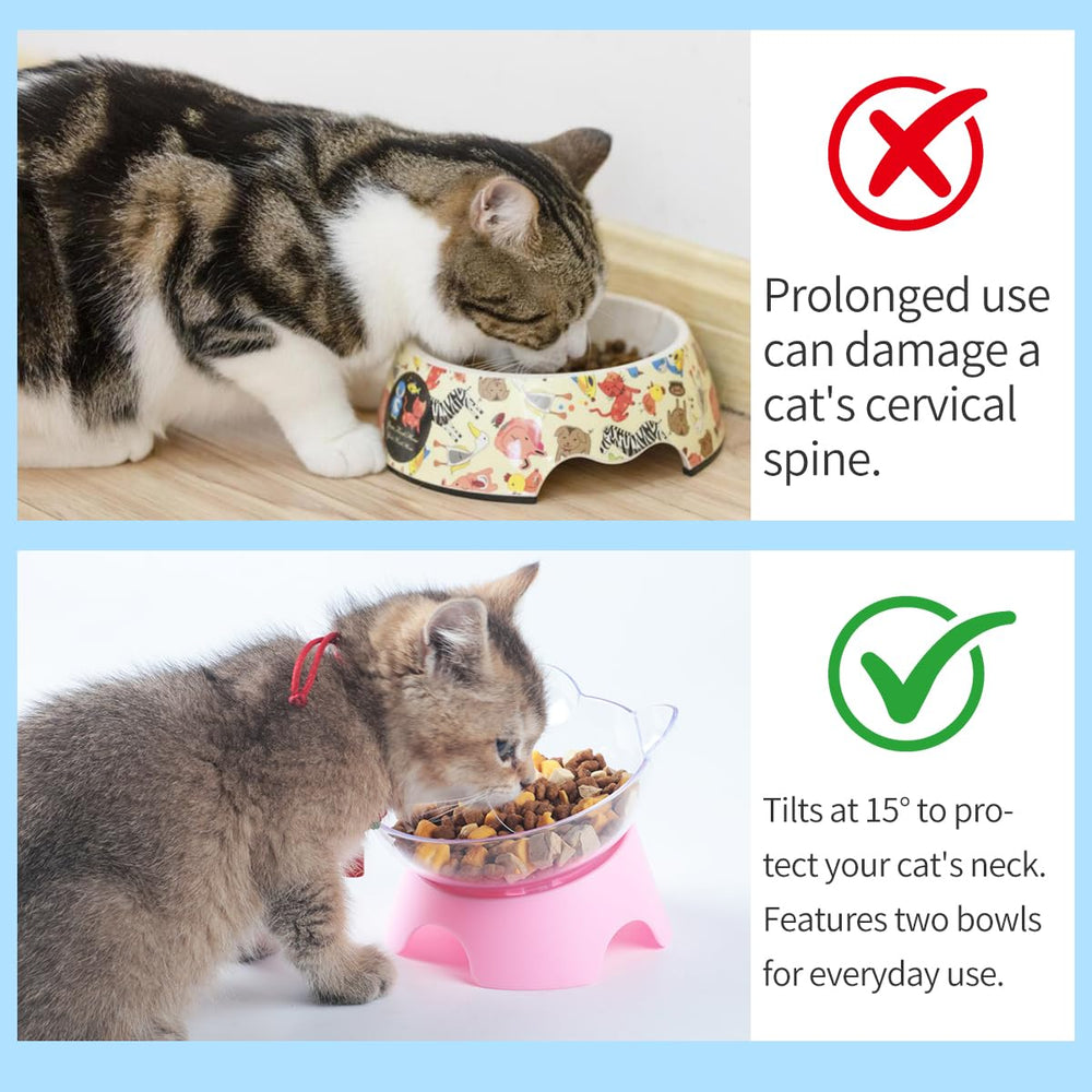 MILIFUN tazones gatos diseno orejas: diseño transparente para vigilar comida y agua.