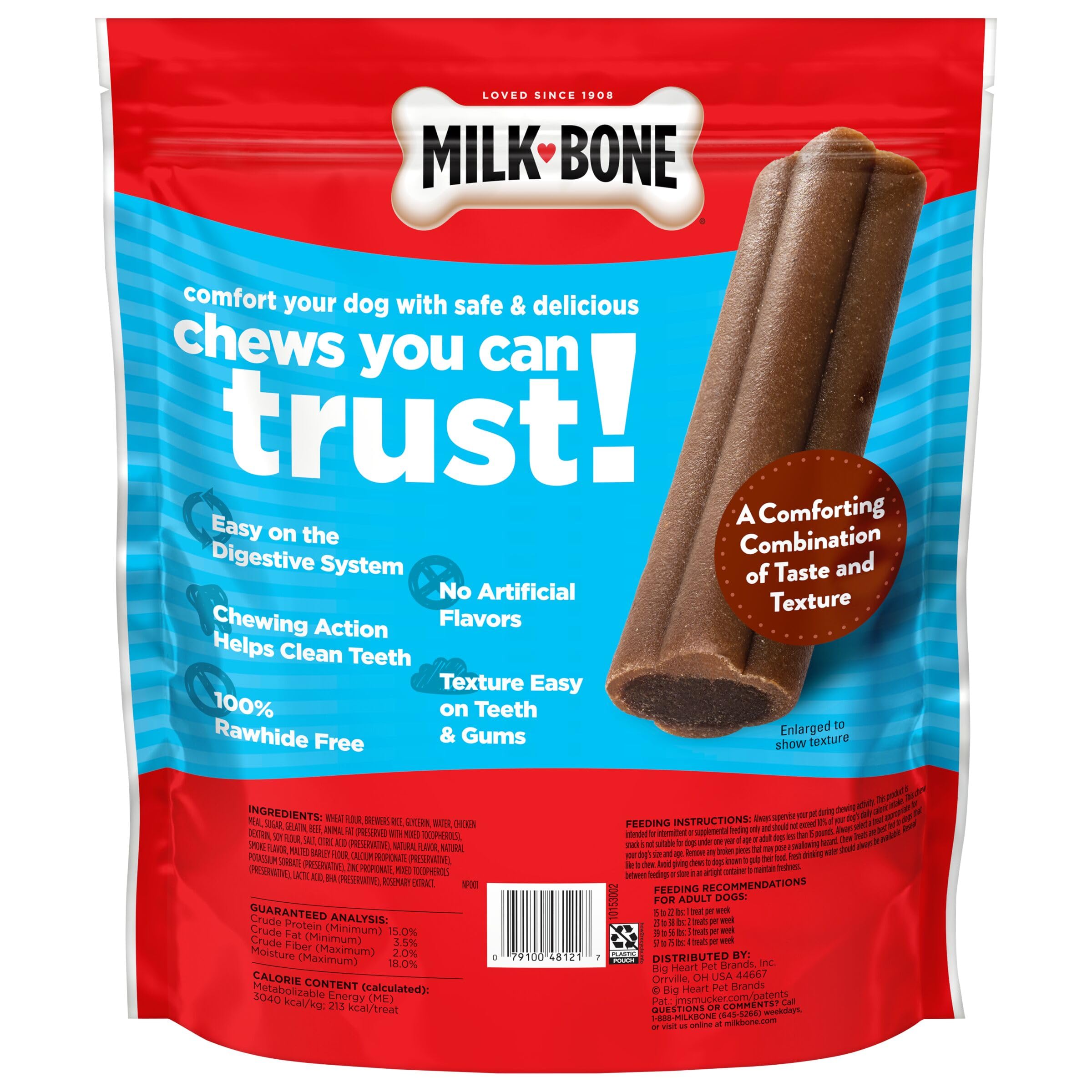 Milk-Bone Comfort Chews sin sabores artificiales para una experiencia más limpia.
