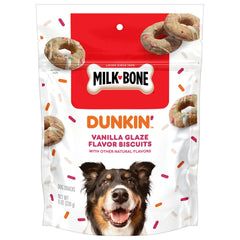 Milk-Bone Dunkin: galleta dona glaseada de vainilla, crujiente para masticar.