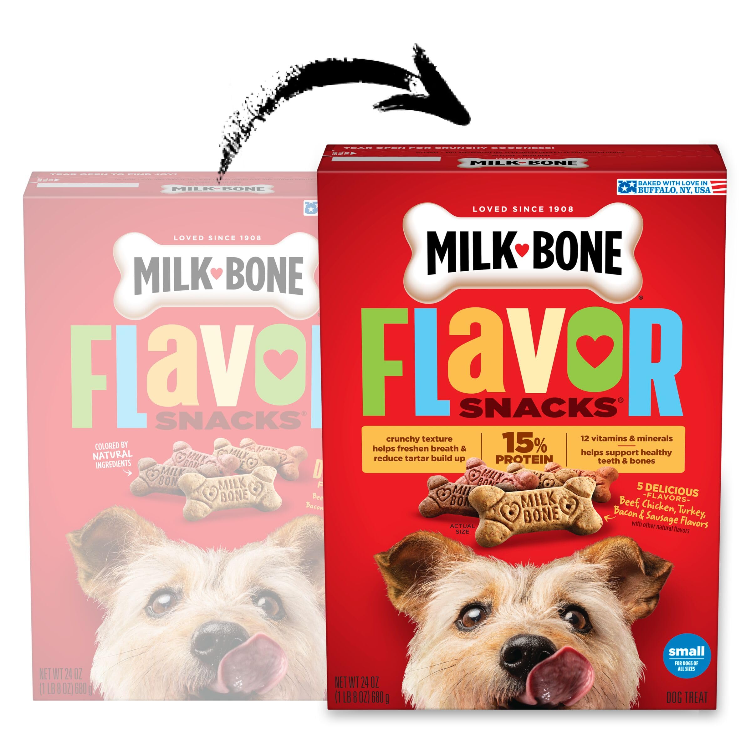 Milk-Bone Bocaditos de Sabor, sabor carne de res, premio sabroso.