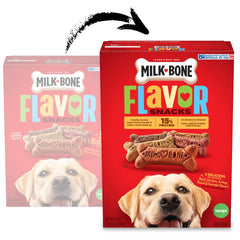 Milk-Bone galletas sabor pollo para perros grandes, crujientes y sabrosas para el snack diario.