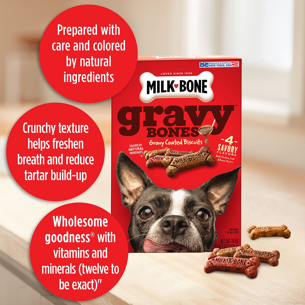 Milk-Bone GravyBones sabor pollo, premio para paseos.