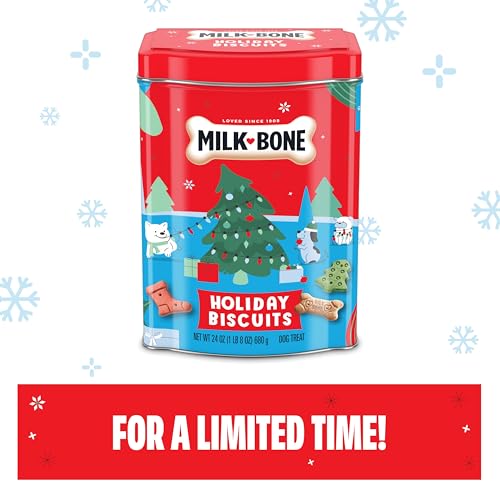 Milk-Bone medias navidad rojas, presentación festiva para entrenamientos y cariños.