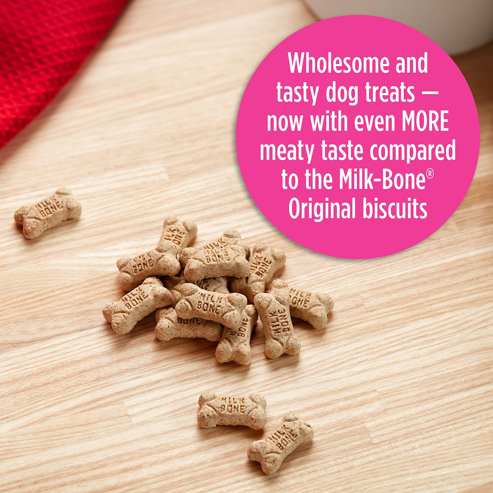 Milk-Bone Mini: sabores mantequilla de cacahuete con tocino para paladares intensos.