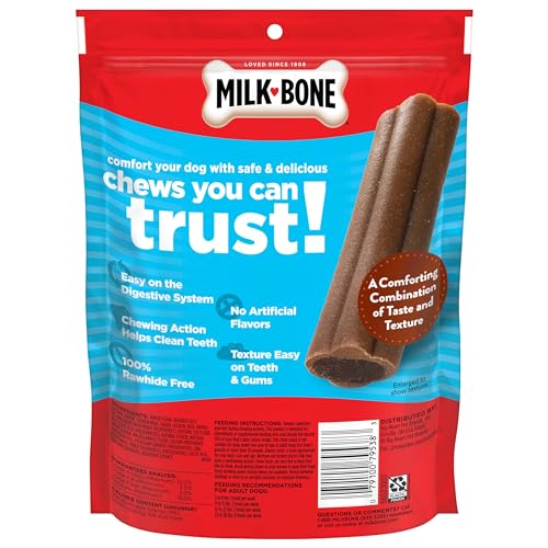 Milk-Bone Mini Comfort Chews con carne real de res para sabor irresistible.