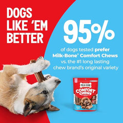 Milk-Bone Mini Comfort Chews carne real para un sabor irresistible.
