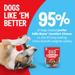 Milk-Bone Mini Comfort Chews fáciles de digerir, suaves para dientes y encías.