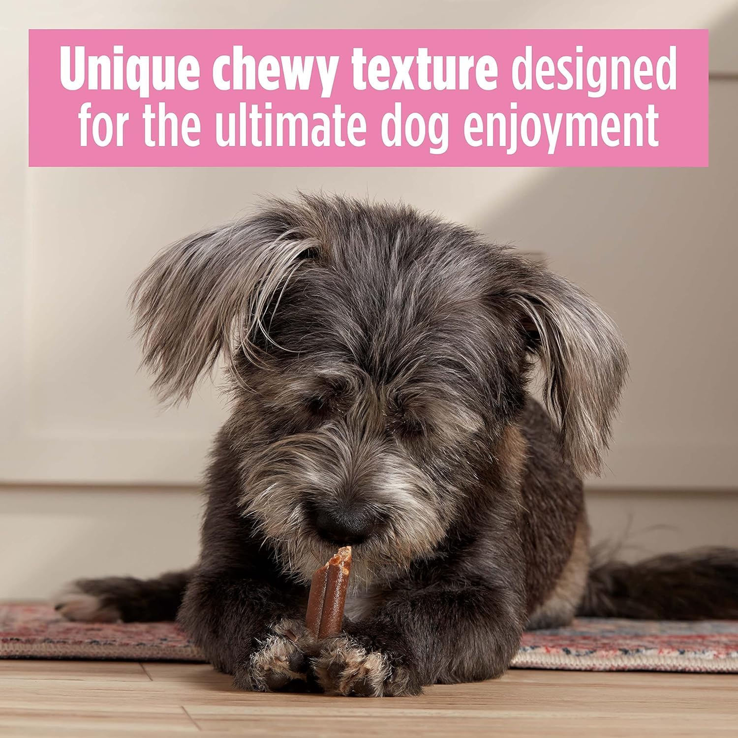 Milk-Bone Mini Comfort Chews tamano-pequeno en bolsa para perros pequeños.