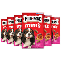 Milk-Bone Mini: bocaditos de mantequilla de cacahuete en caja de 15 oz, ideal para perros.
