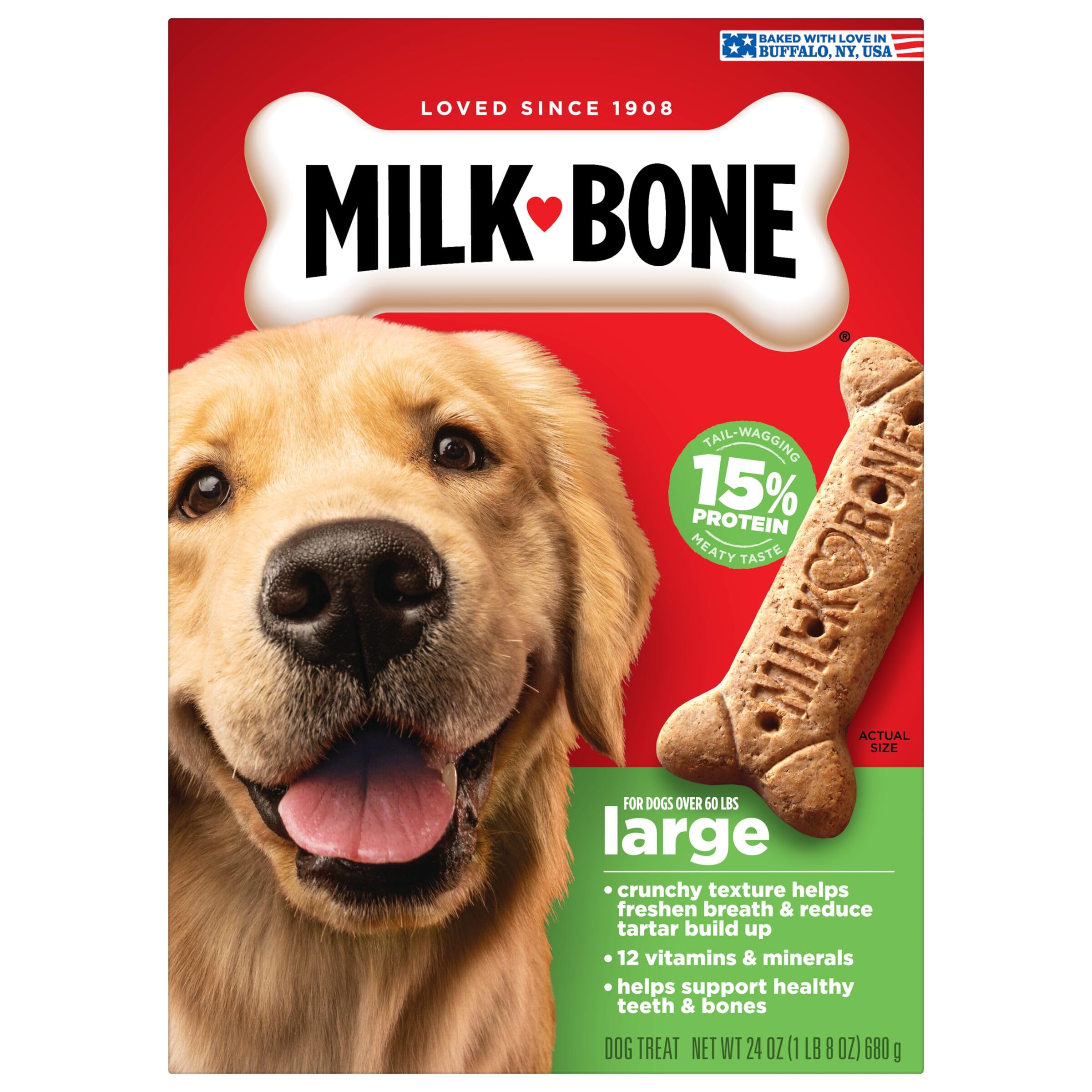 Milk-Bone Original sabor clásico, diseñado para perros grandes y felices