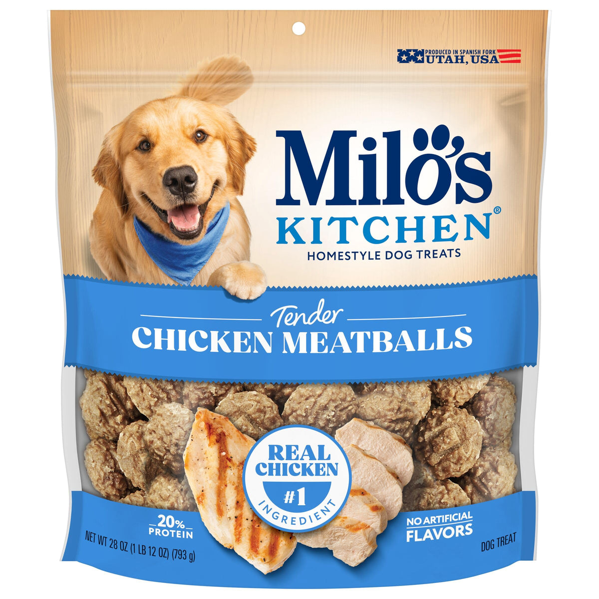Milo's Kitchen bolas de pollo para perros, snack 28 onzas para premiar