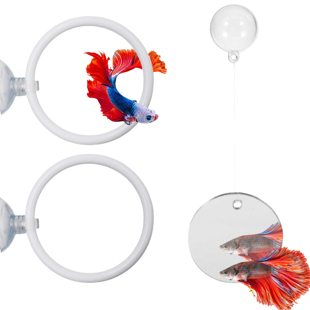 Espejo flotante MinrzPet para bettas, estimula la curiosidad.