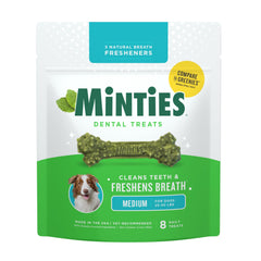Minties Huesos Dentales para Perros en empaque de 8 unidades para masticación dental