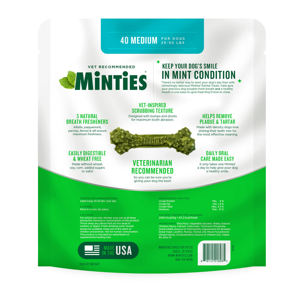 Minties paquete 40 golosinas dentales, practicidad para la rutina diaria.