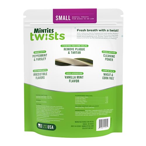 Minties Twists, aroma mentolado y vainilla, saborea un snack agradable mientras cuidas dientes.