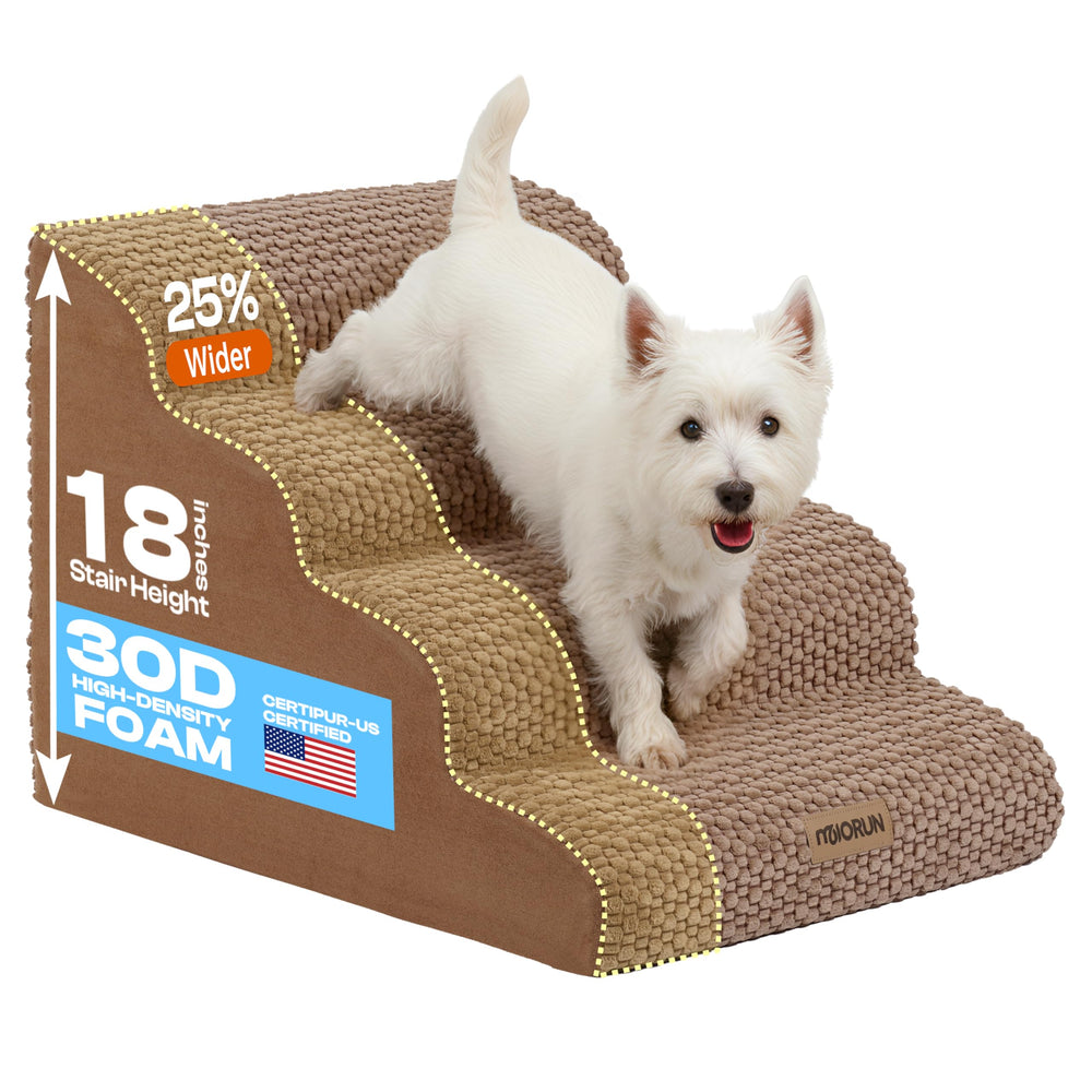 Escalera para perros Miorun 4 pasos, acceso seguro a la cama.