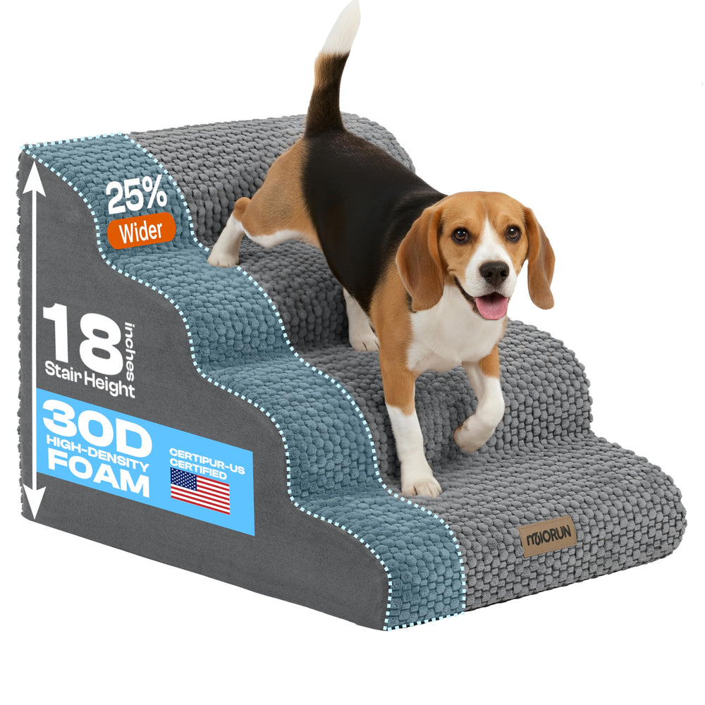 Escalones Miorun de 4 pasos anchos para cama, acceso seguro para tu mascota.