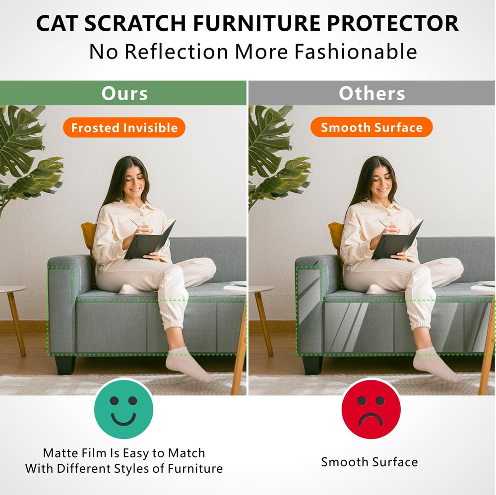 Mioule cinta adhesiva antiarañazos para gatos aplicada en muebles.