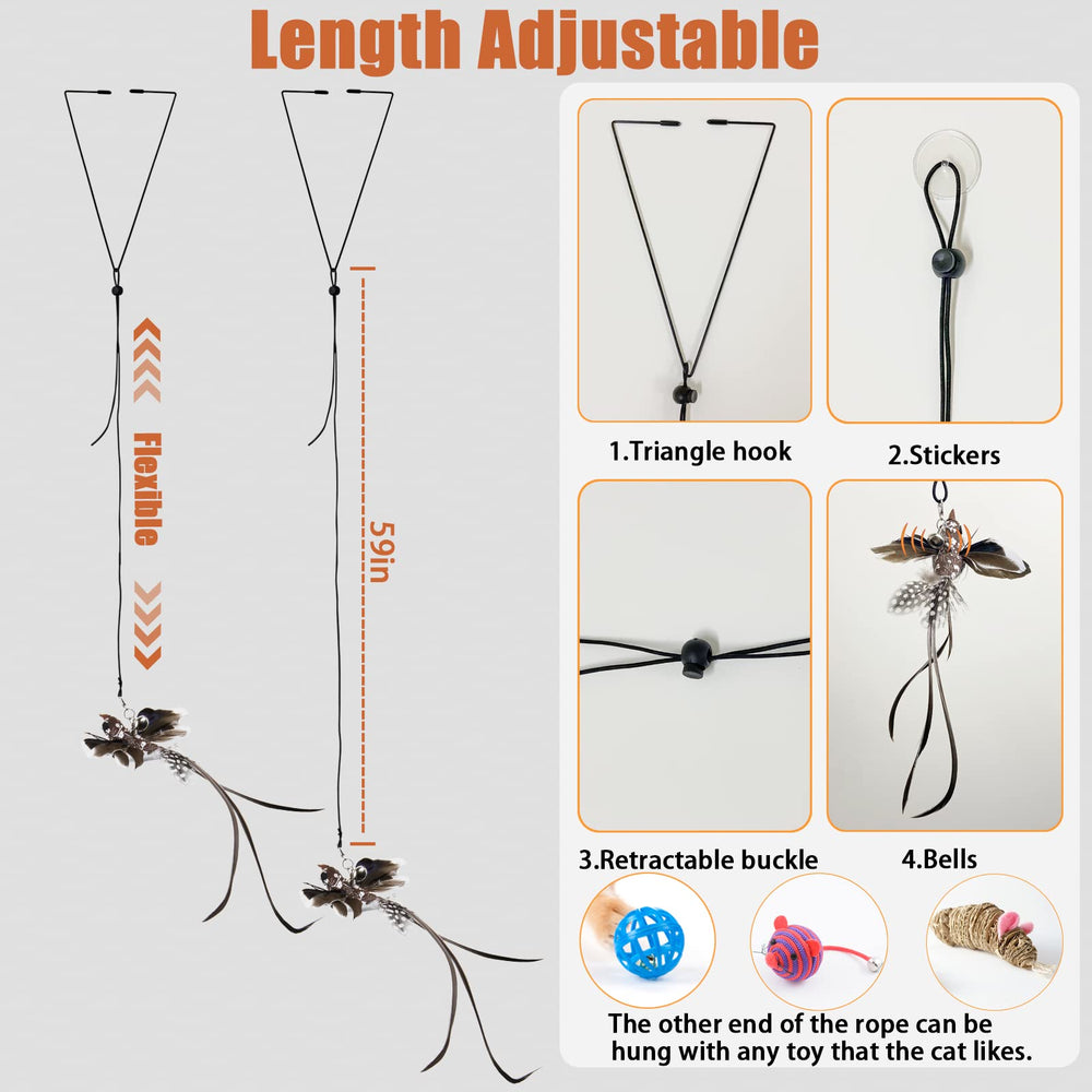 Mitubati Juguete para gato: plumas suaves que atraen al gato y fomentan juego interactivo.