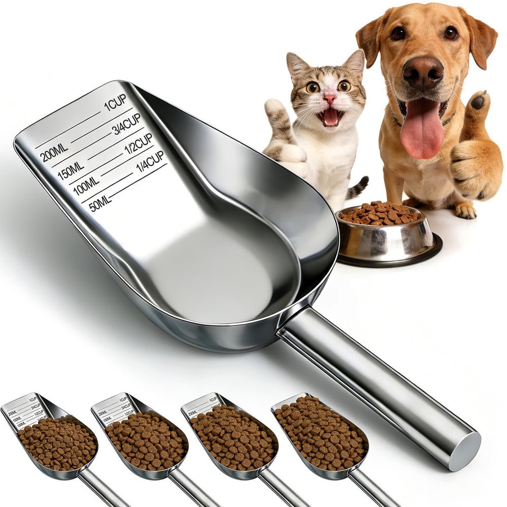 Cucharón Mity rain para alimento de perros, acero inoxidable, mango largo, medición precisa