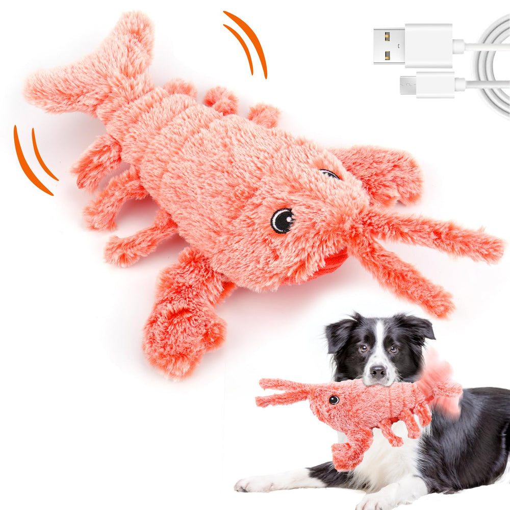 Juguete langosta interactivo de Mity Rain para perros, mantiene entretenido al perro durante el juego.