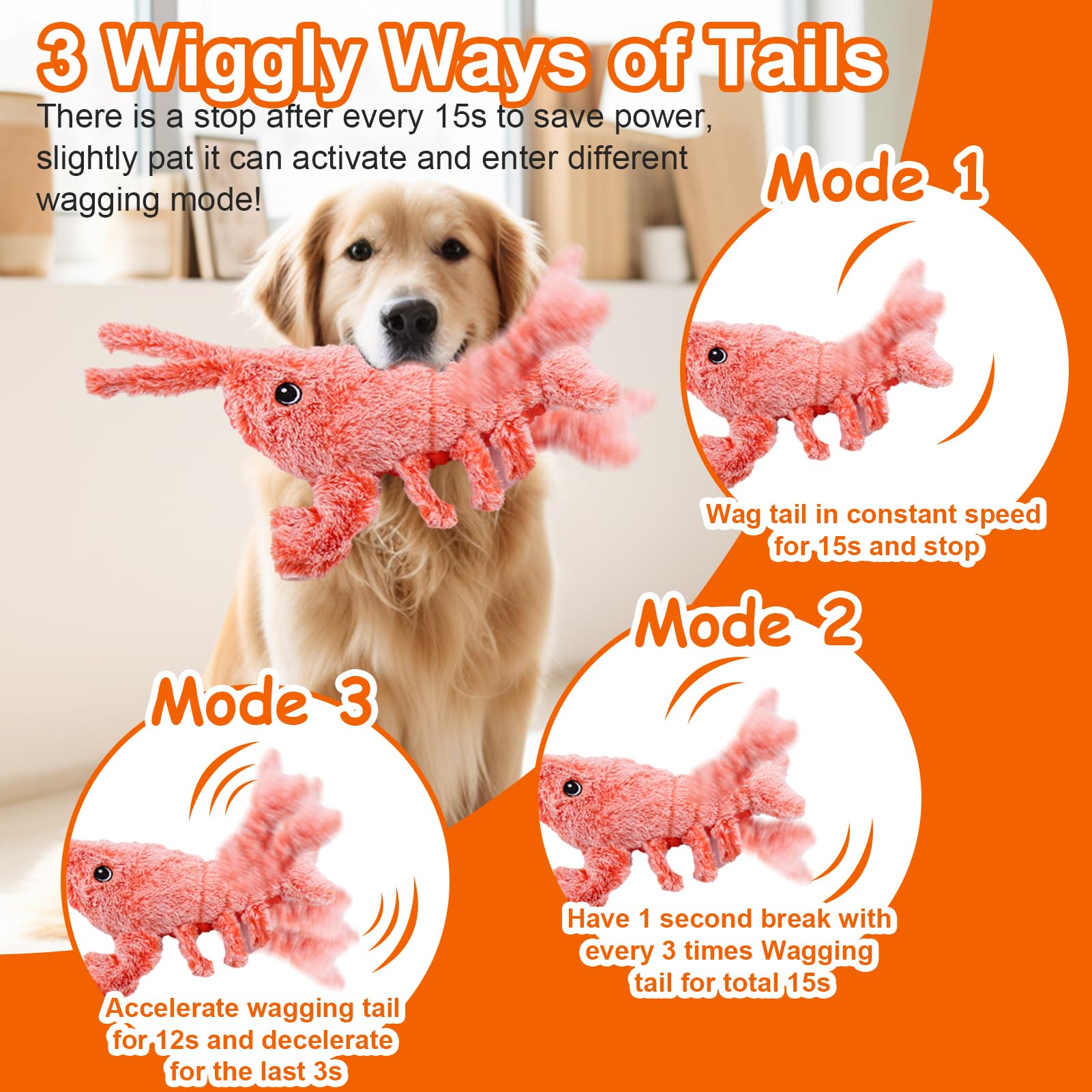 Langosta con movimiento para perros, energía extra para sesiones de juego activas.