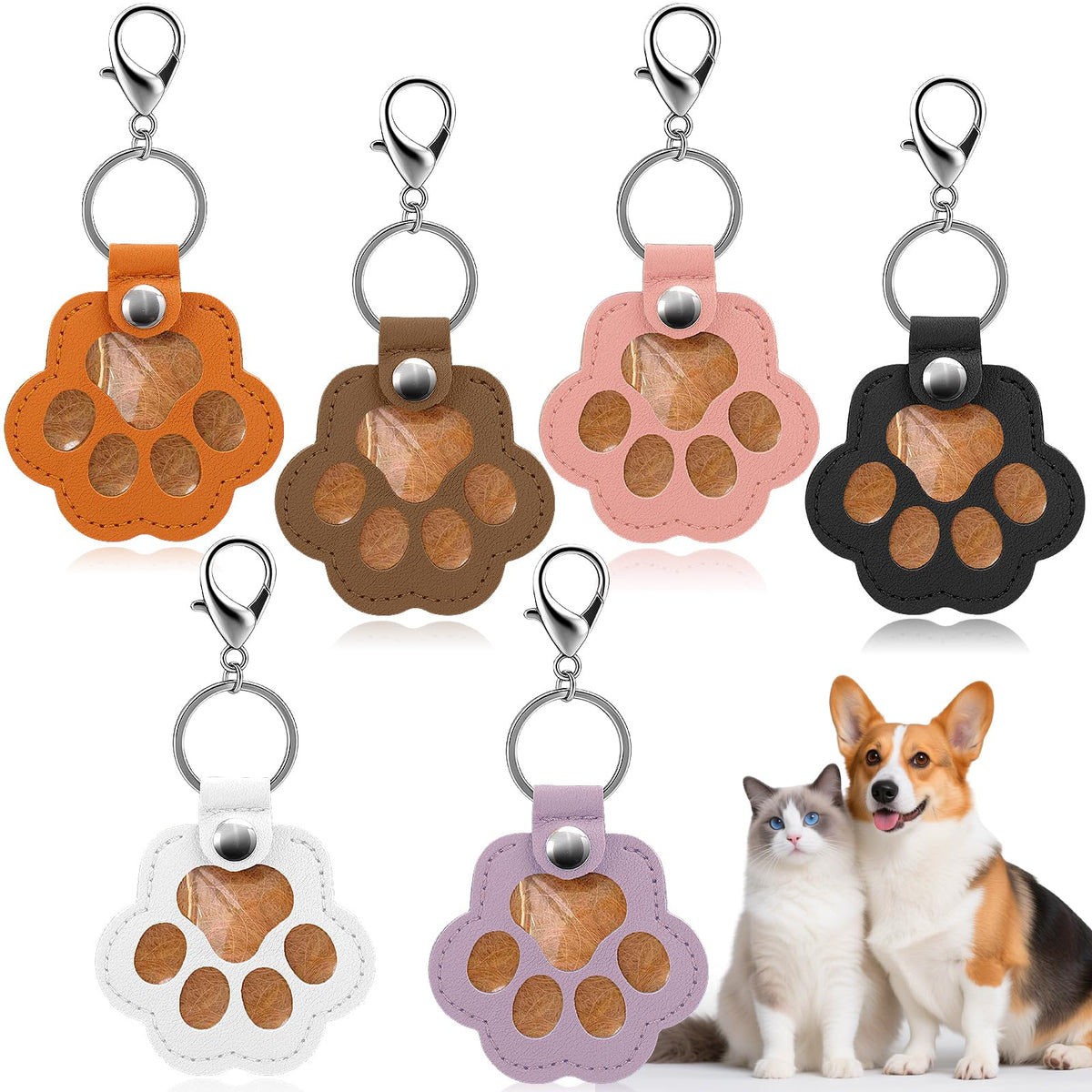 Mity Rain llavero con pelo de perro y cápsula transparente para preservar un recuerdo.