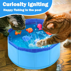 Piscina felina Mity rain con peces interactivos para uso en interiores