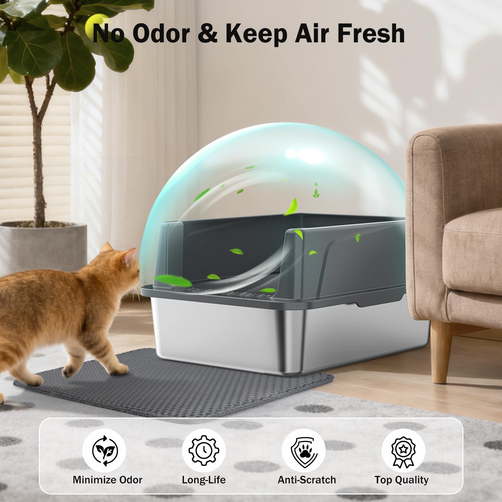 MIXJOY interior antiadherente facilita la limpieza de la caja de arena