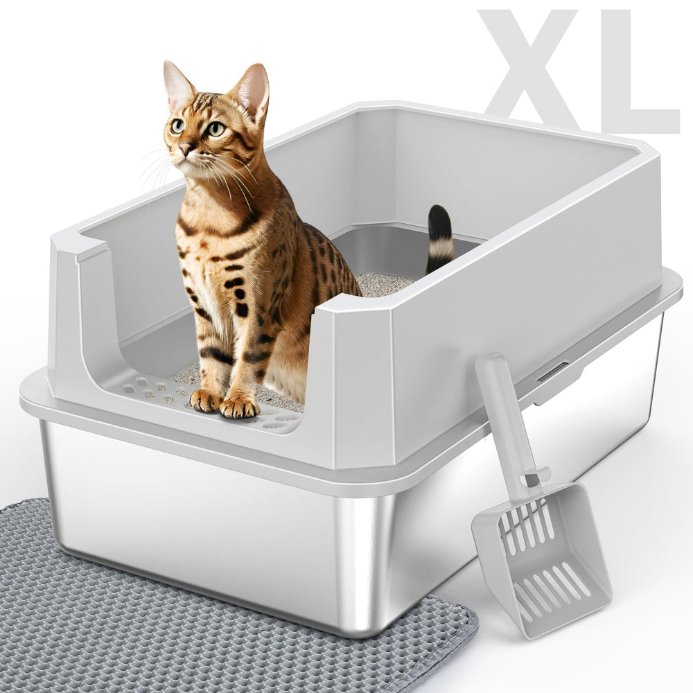 MixJOY caja de arena XL con tapa ofrece privacidad y control de olores para gatos.