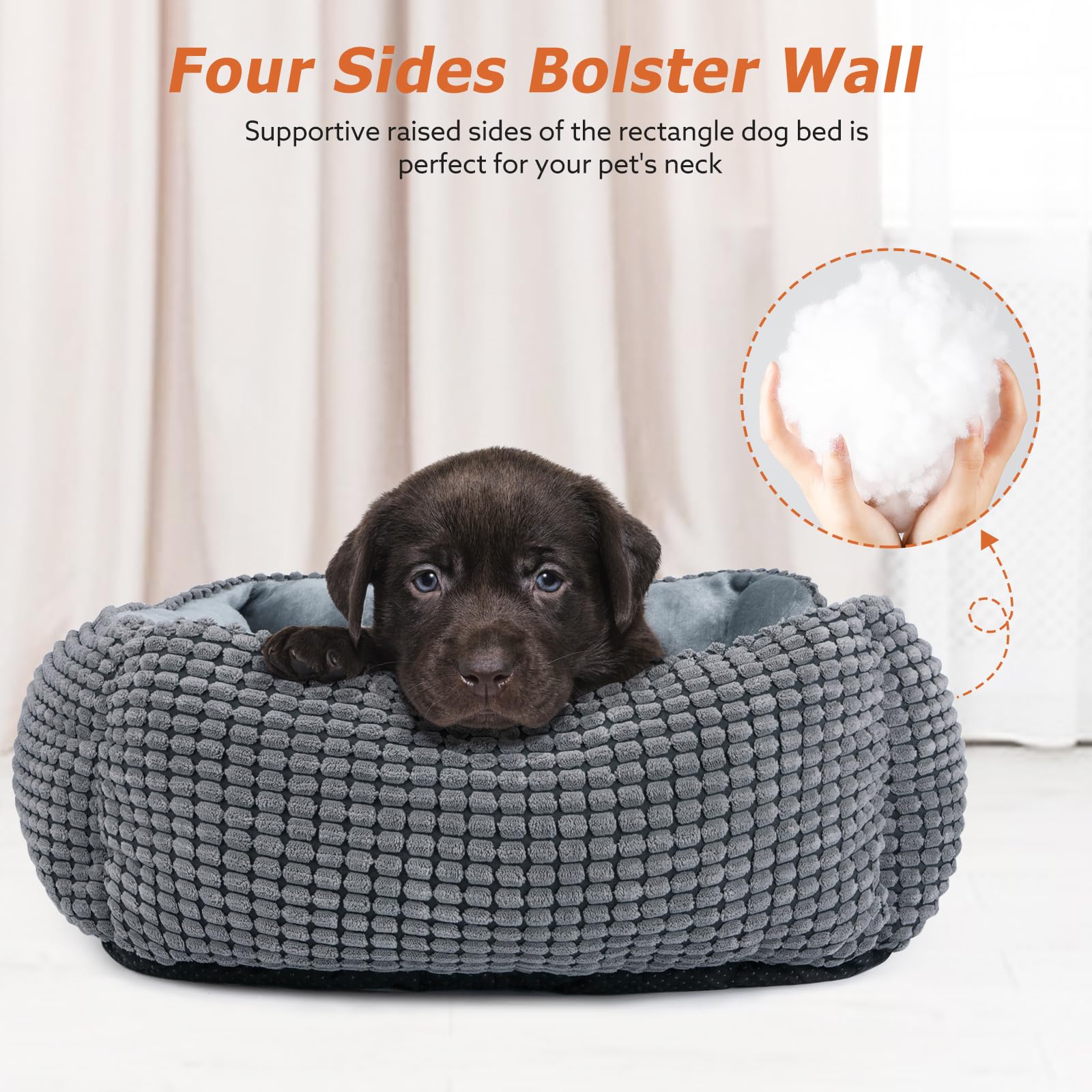 MIXJOY cama para perros medianos, borde alto para apoyo de cabeza y cuello.