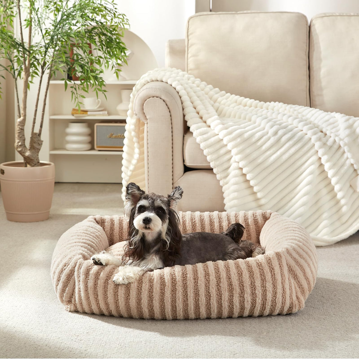 Cama MIXJOY para perros con pelaje sintético suave, refugio cómodo para siestas