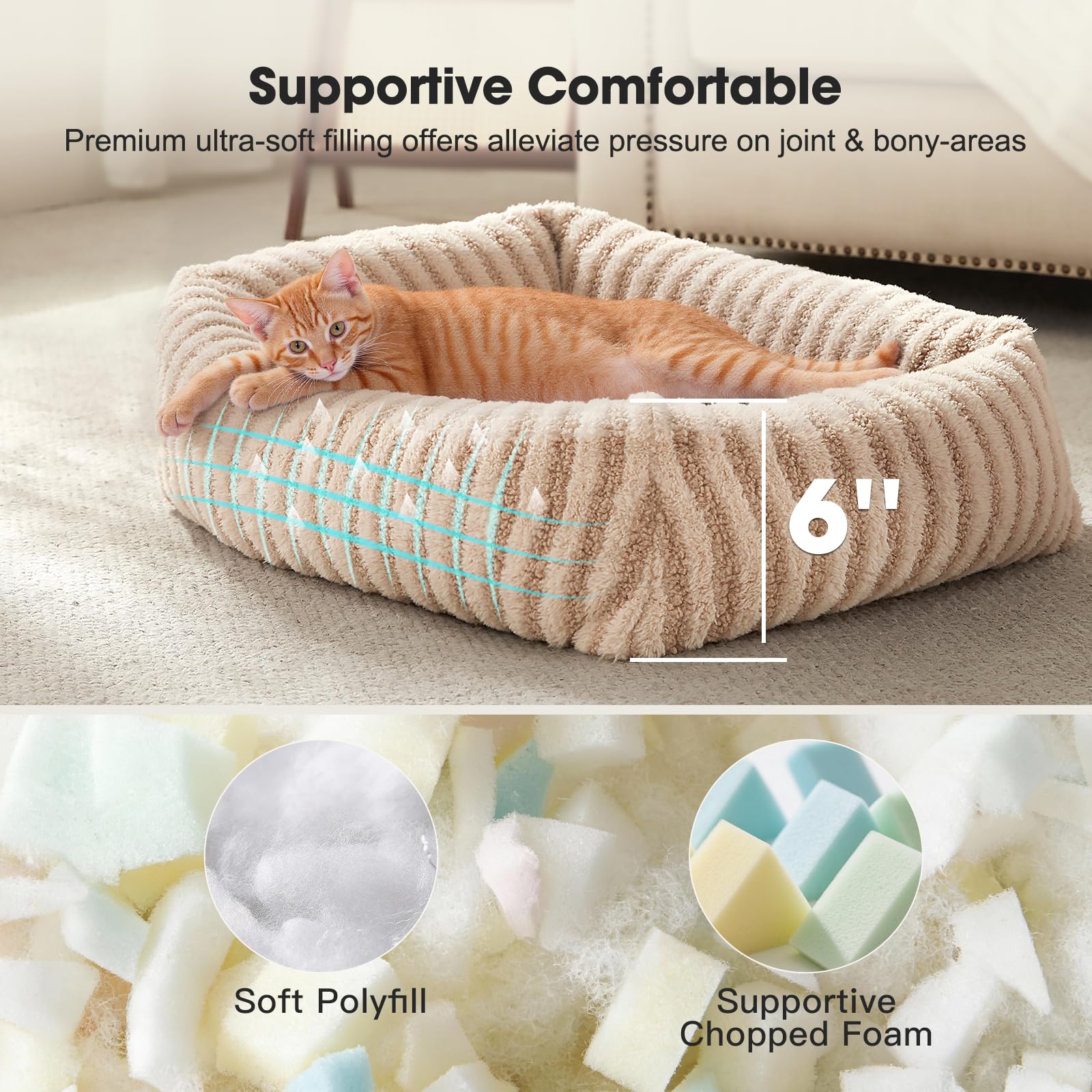 Cama MIXJOY para perros pequeños con tejido de pelo suave.