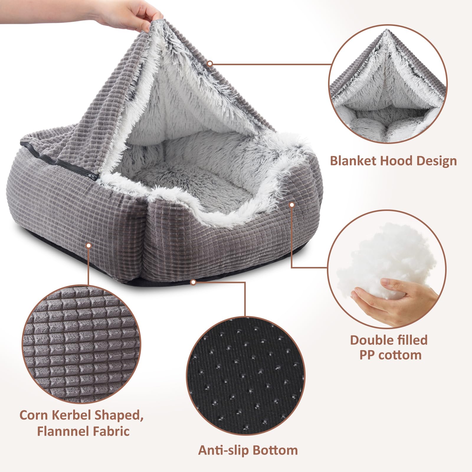 Base antideslizante MIXJOY para cama de perro, gris
