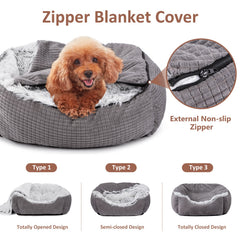 Cama MIXJOY para perros medianos, 25 pulgadas, cueva-capucha gris