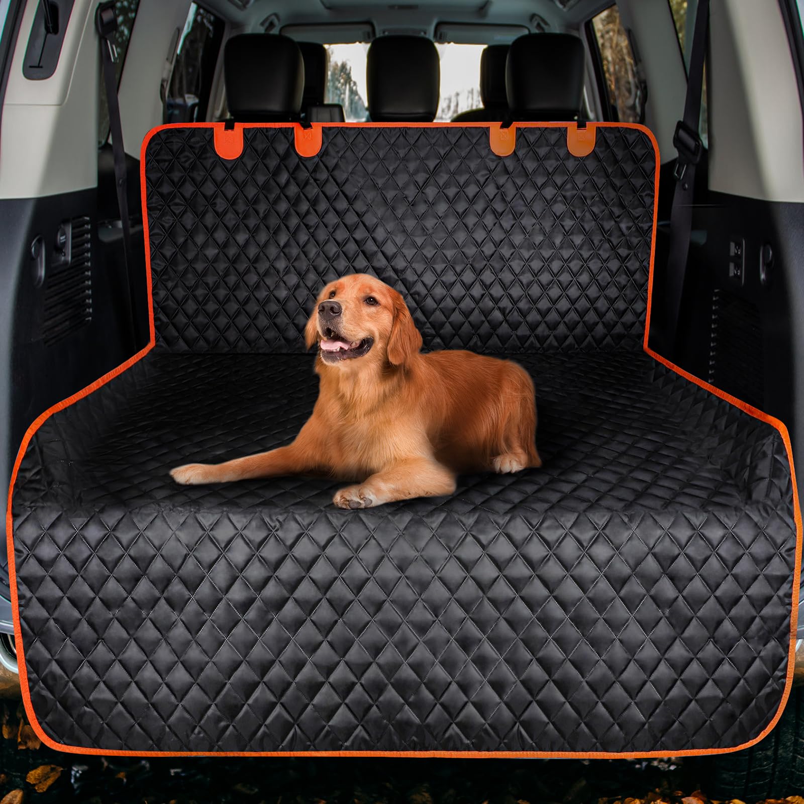 MIXJOY cobertura de maletero para perros protege el interior durante viajes.