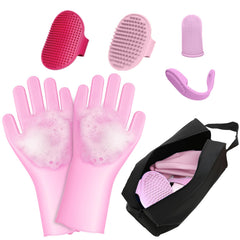 MIYIJHY guantes silicona deslanado para recogida de pelo y masaje suave
