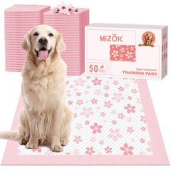 MIZOK tapete para orina con diseño cerezo rosa y confort para tu mascota