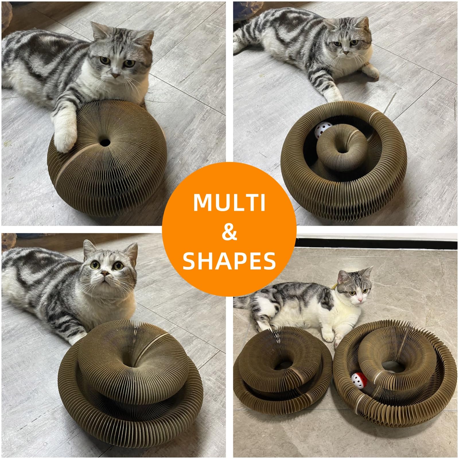MoeQOassis Kitty Kurls: cartón corrugado duradero para rascar sin dañar uñas