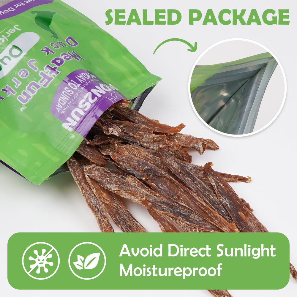 MON2SUN Duck Jerky: cierre hermético para conservar sabor.