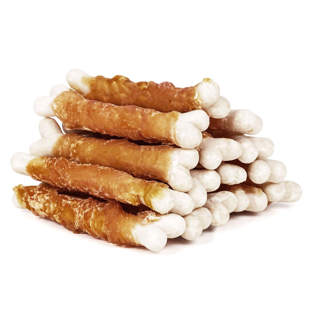 MON2SUN Huesos calcio pollo envueltos 4 pulgadas, ideales para entrenamiento y limpieza dental suave.