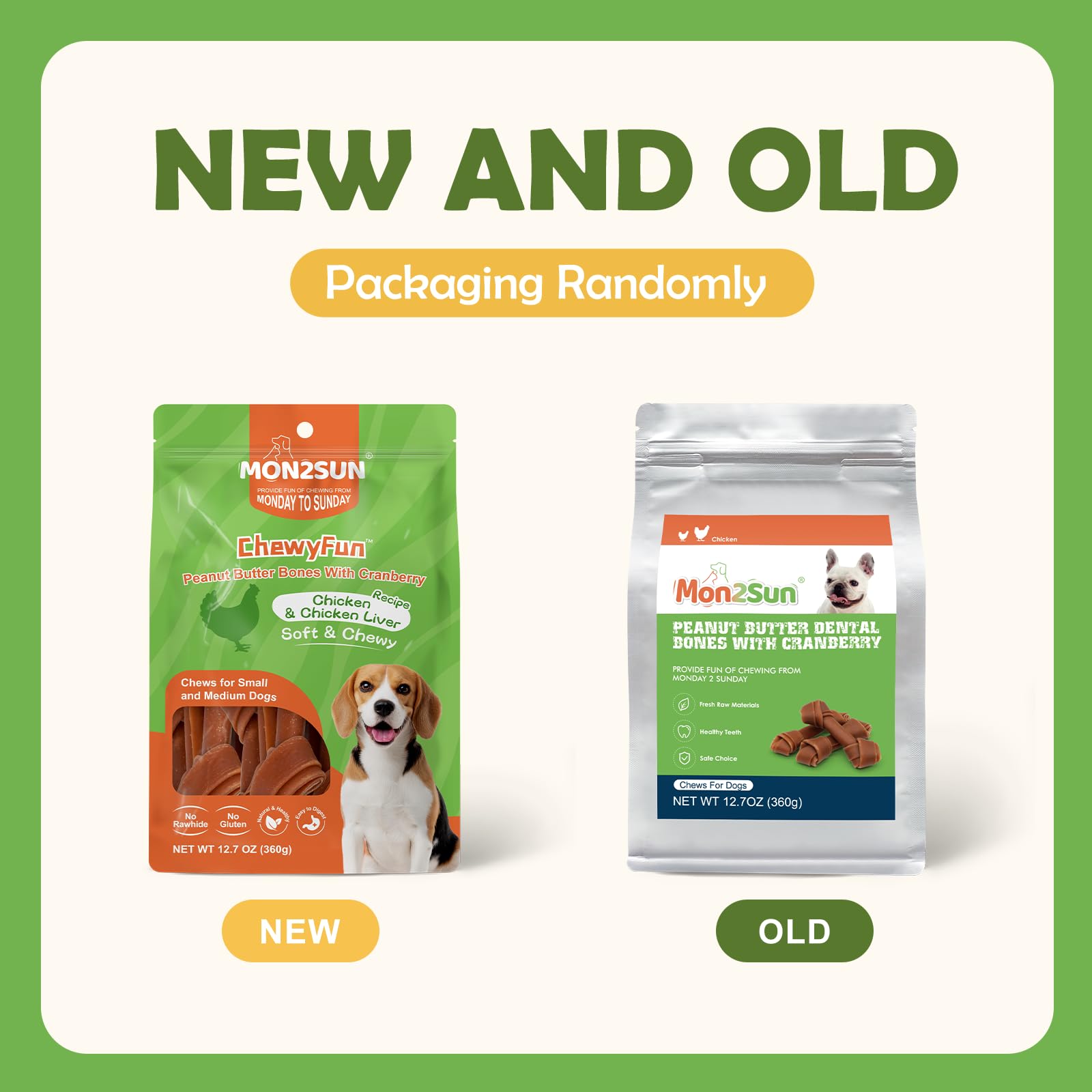 MON2SUN Huesos para perros con dieta equilibrada, soporte nutricional y sabor agradable.